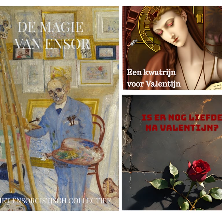 covers 'De magie van Ensor', 'Is er nog liefde na Valentijn?' en 'Een kwatrijn voor Valentijn'