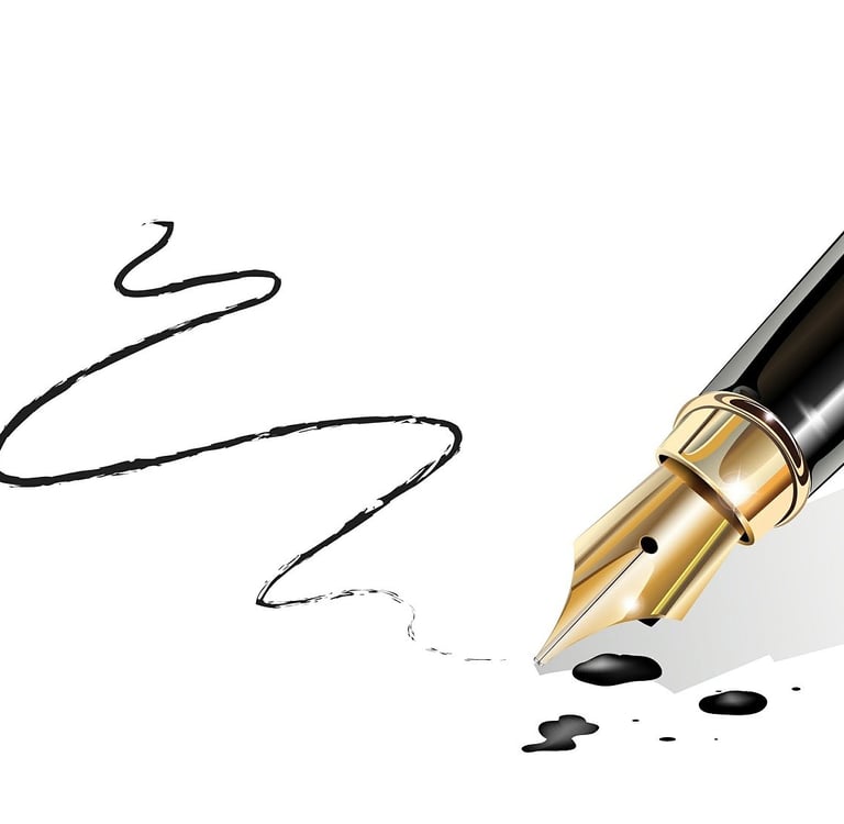 Fountain pen writing across a page