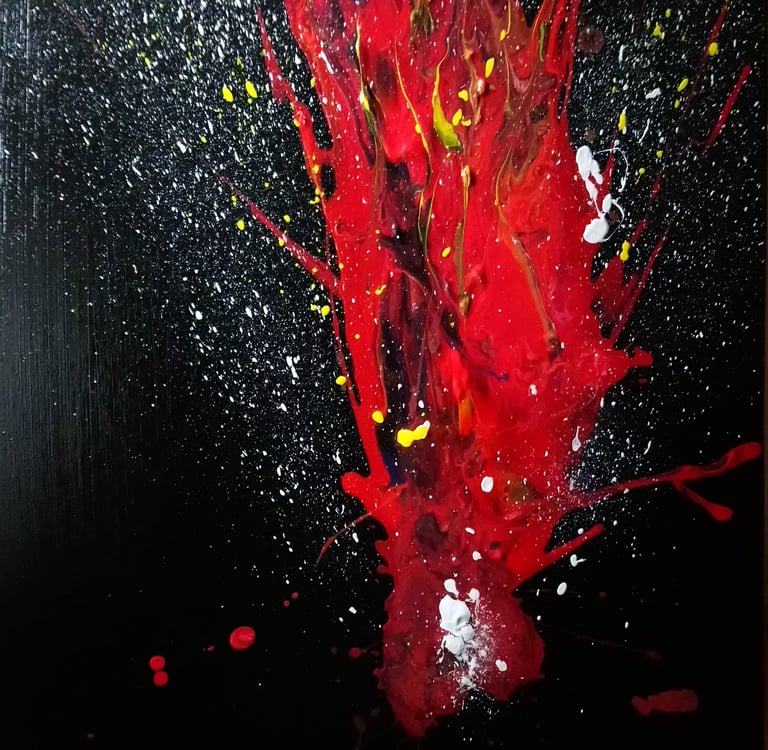 a painting of a red fire hydrant