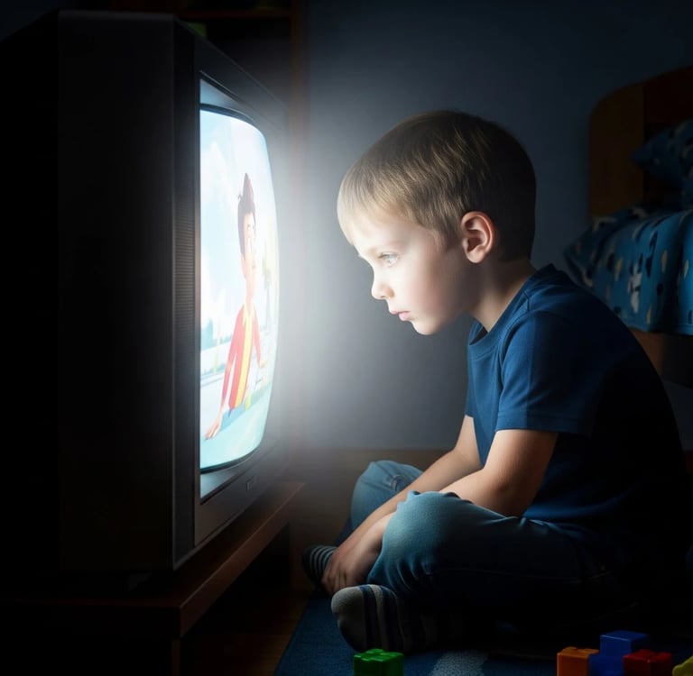 A child watching TV too closely.