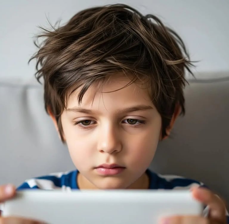 A child watching mobile relentlessly illustrating high screen time effects.