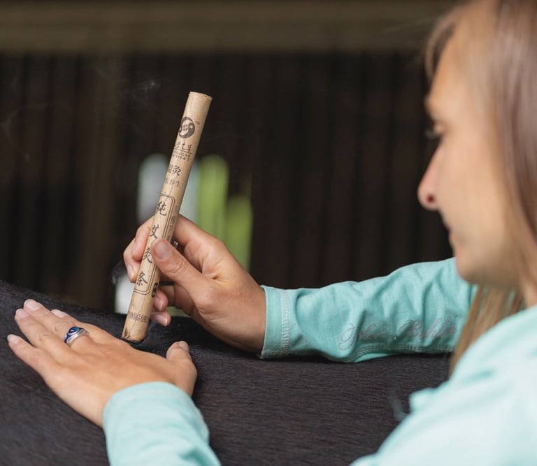 Moxa am Pferd als Pferdeakupunktur