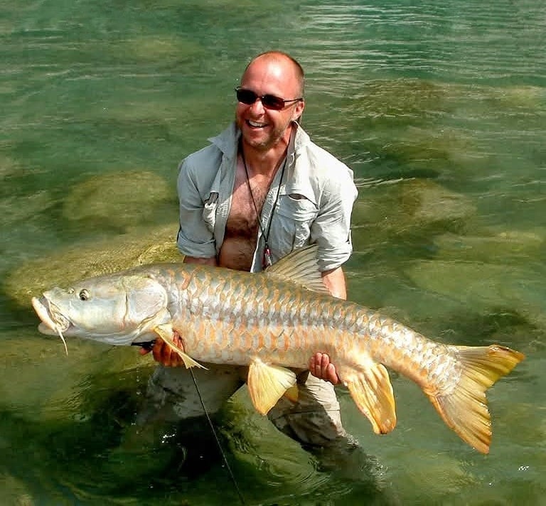 Julian Stapley with Himalayan Golden Mahseer.