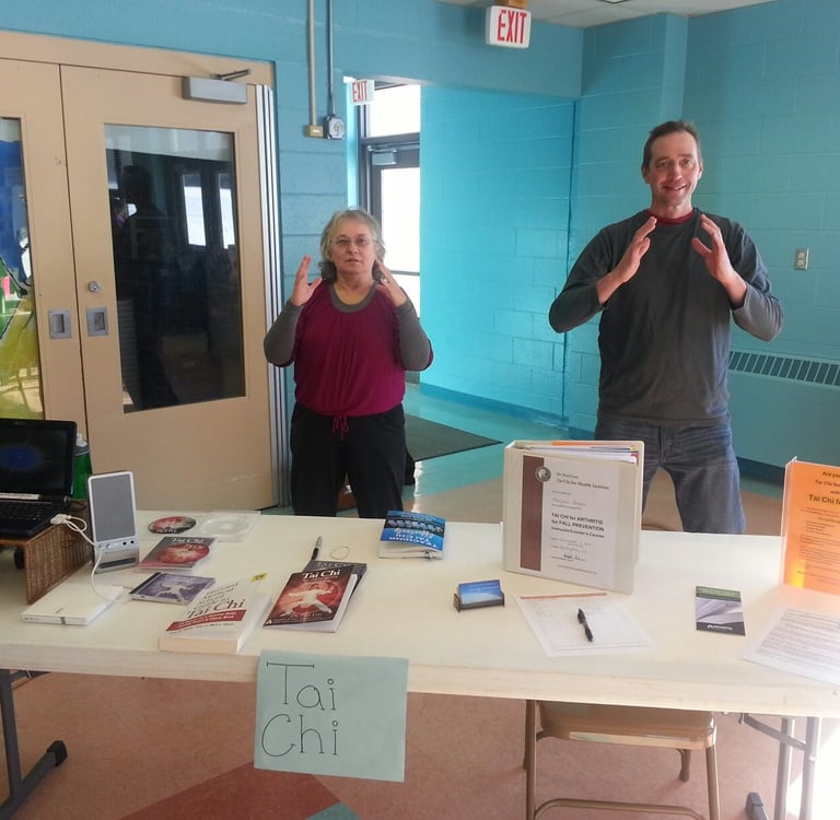Tai Chi for Health instructors Marly and Johnny sharing Tai Chi at the Waterford WI. health fair