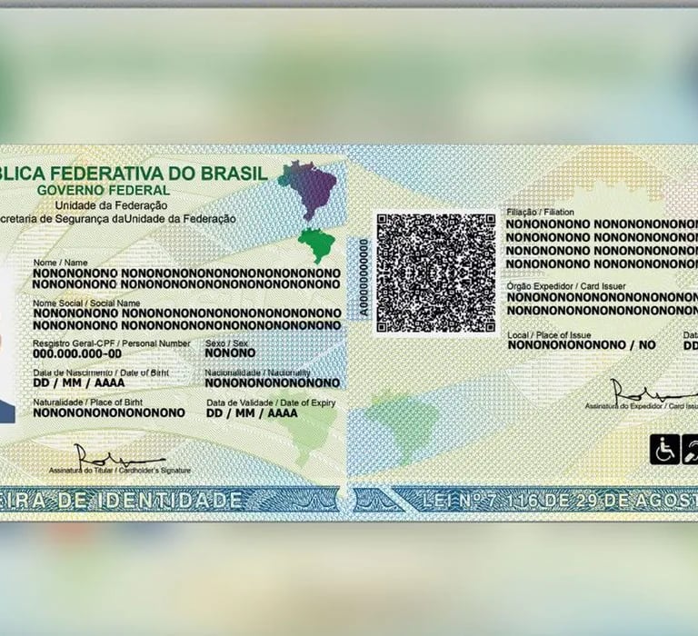 Novo modelo da carteira de identidade nacional (RG) com CPF integrado