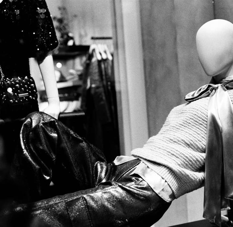 Shop manekin caught on analog film