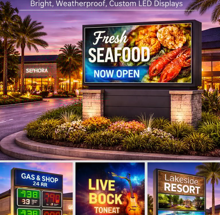 Custom outdoor LED sign display systems