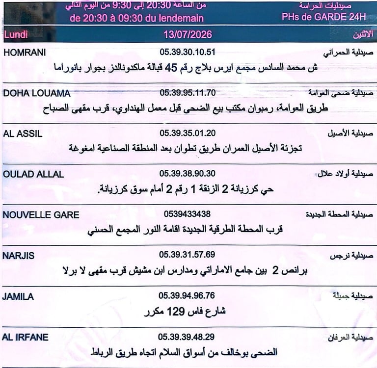 صيدلية الحراسة طنجة