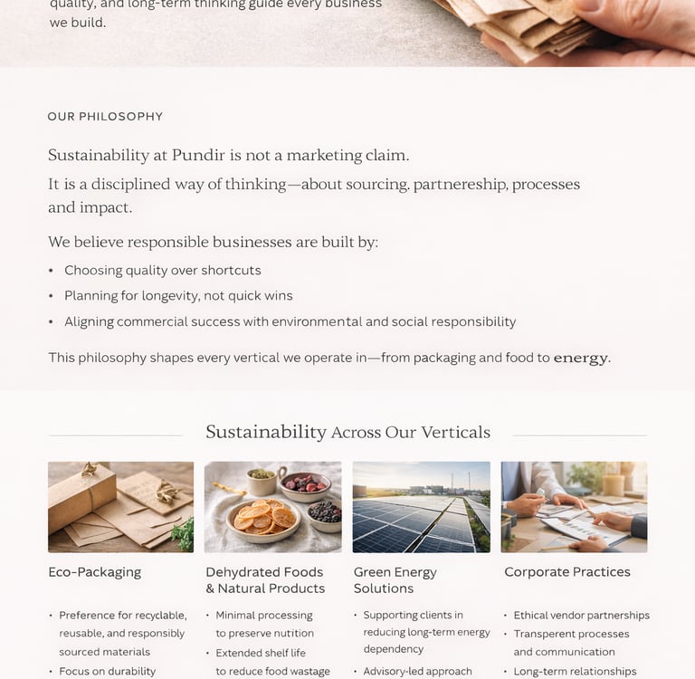 Sustainability driven business practices and responsible sourcing