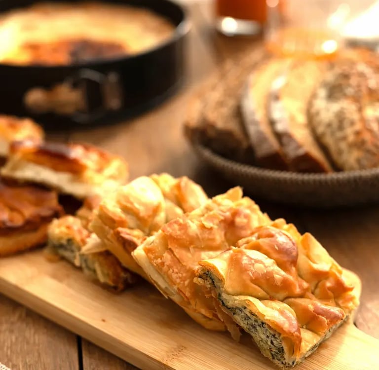 Freshly baked pitas with handmade phyllo - prepared by private chef Naxos