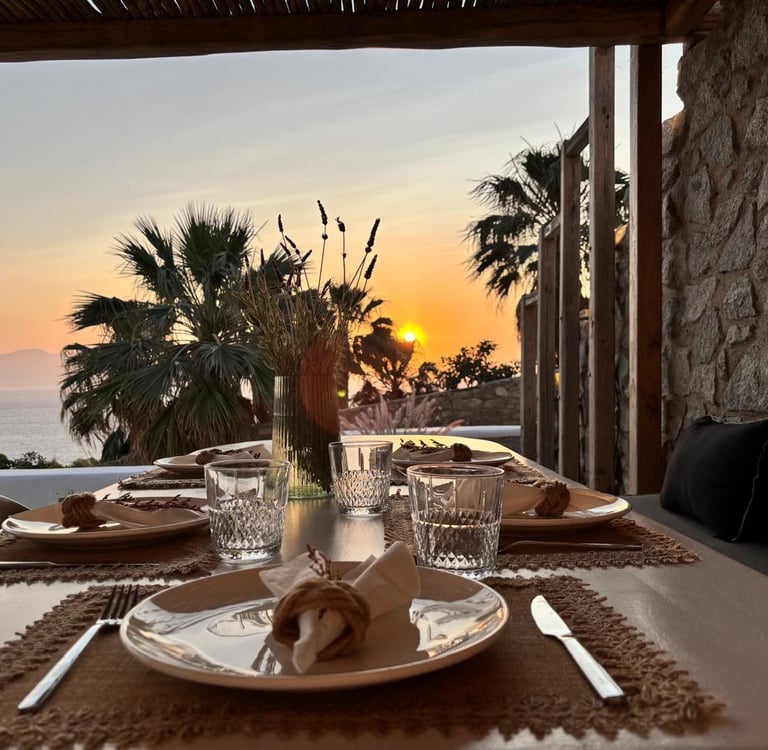 Dine with view: Table set up by the team of Villa Eats private chefs in Naxos