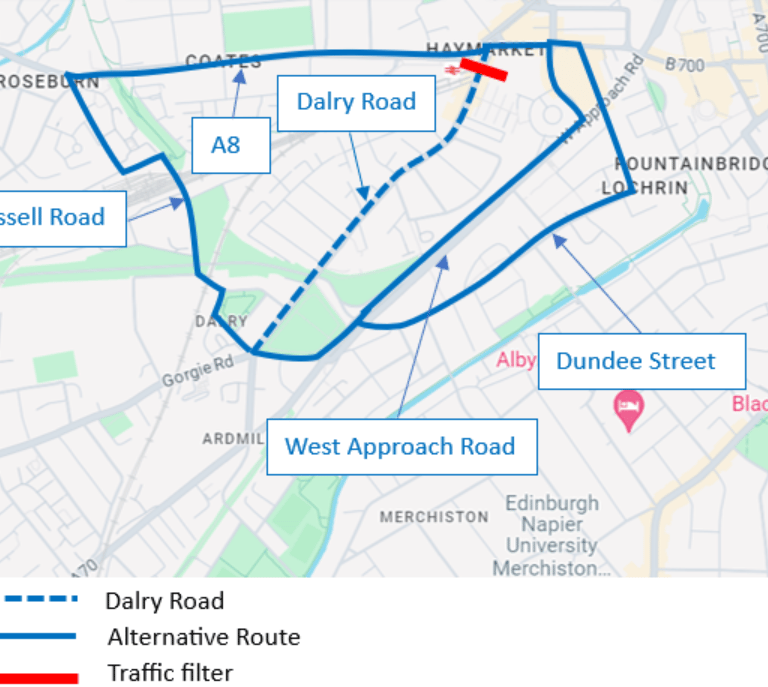 Map of proposed traffic changes