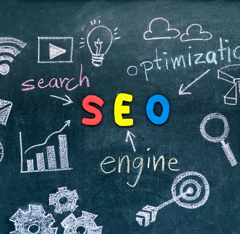 a chalkboard with a word search engine on it