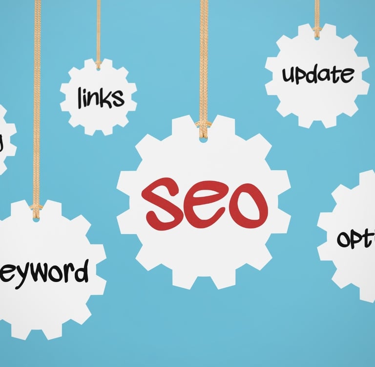 a bunch of tags on a blue background