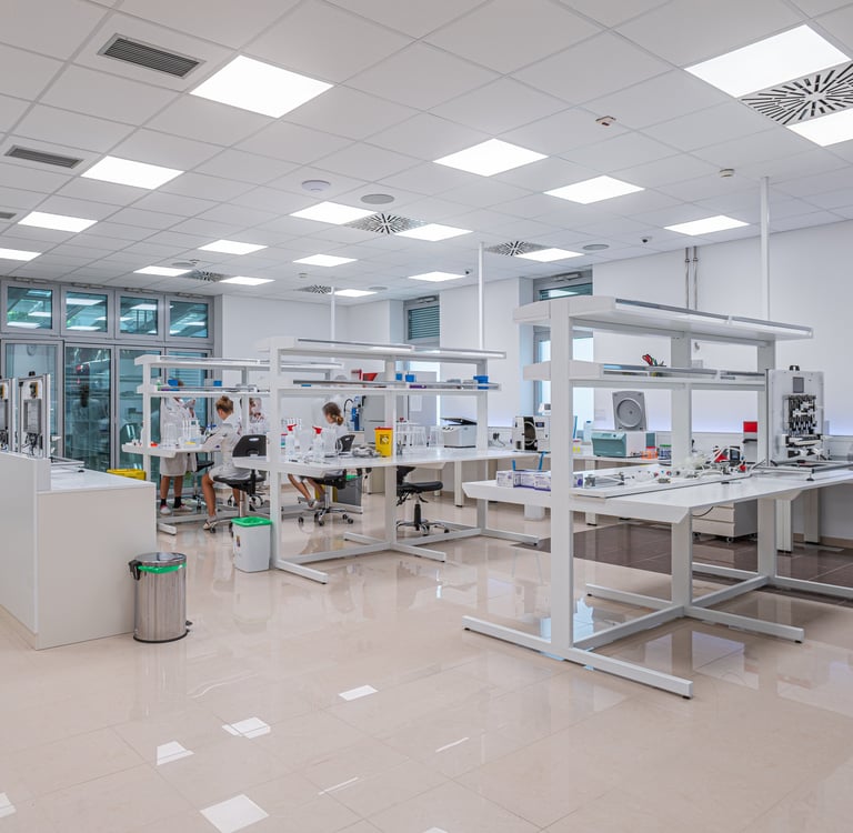 a lab with a lot of work in the background
