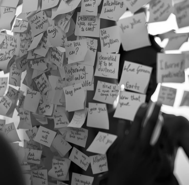 Editorial image showing affirmation notes on a mirror representing clarity and confidence building.