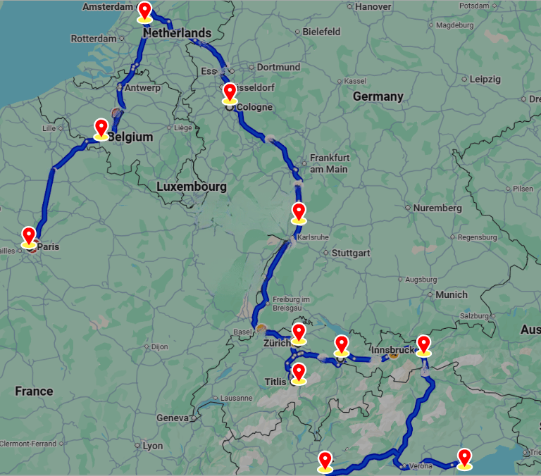 Sparkling Europe Group Tour Map Aventro Holidays 