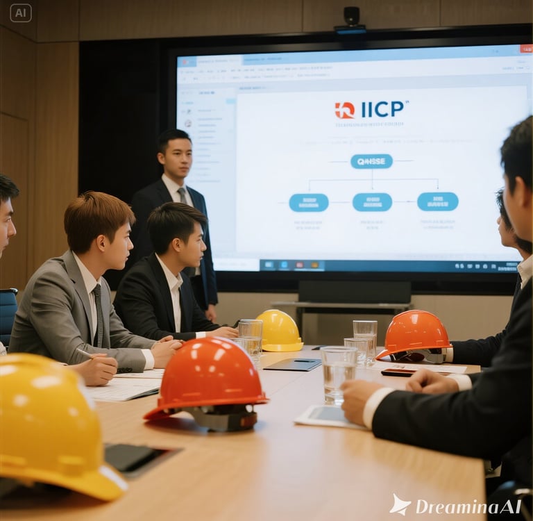 a group of people sitting around a table with a projector