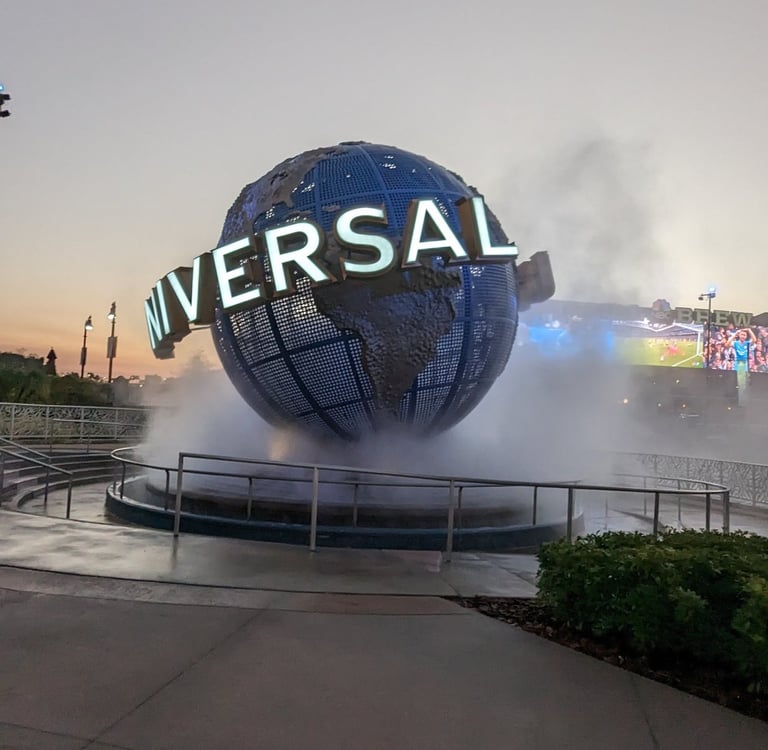 iconic Universal Orlando Resort rotating world sign
