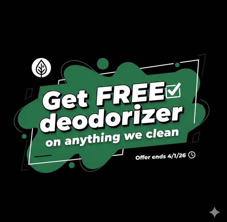 Get FREE deodorizer on anything we clean - Ends 4/1/26