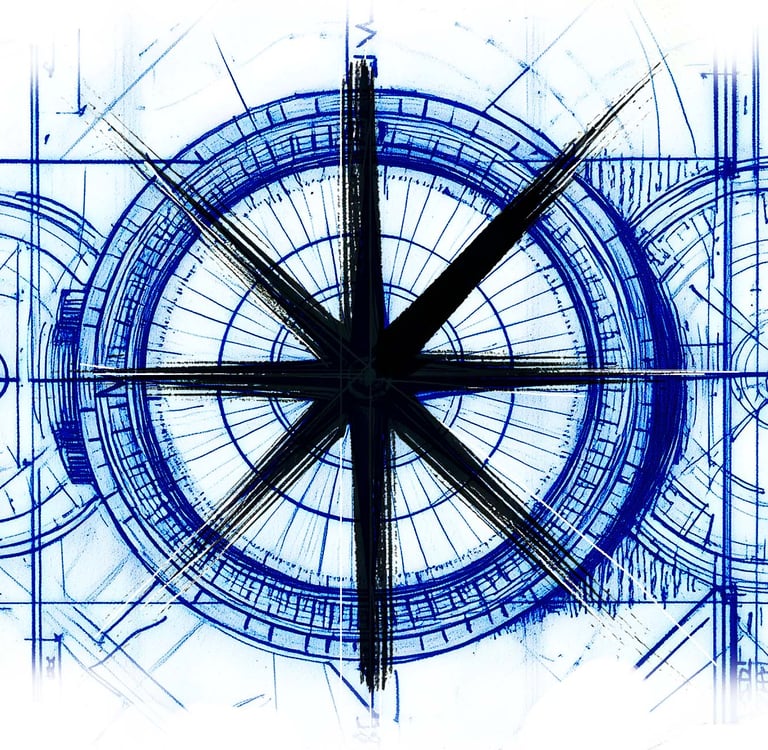 blueprint illustration of compass