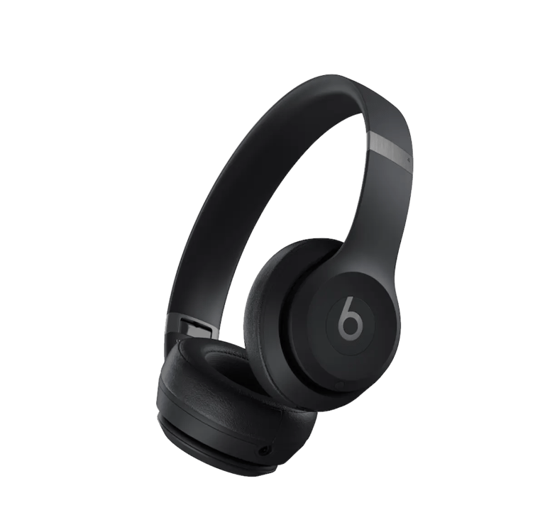 Sleek matte black wireless over-ear headphones with noise cancelling technology on a dark background.