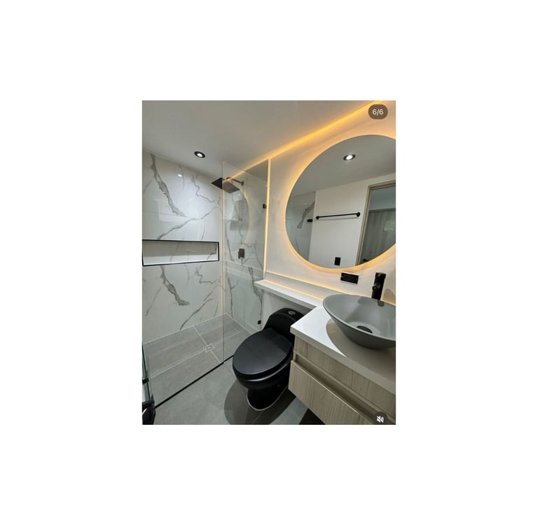 nstalación de enchapes en baño