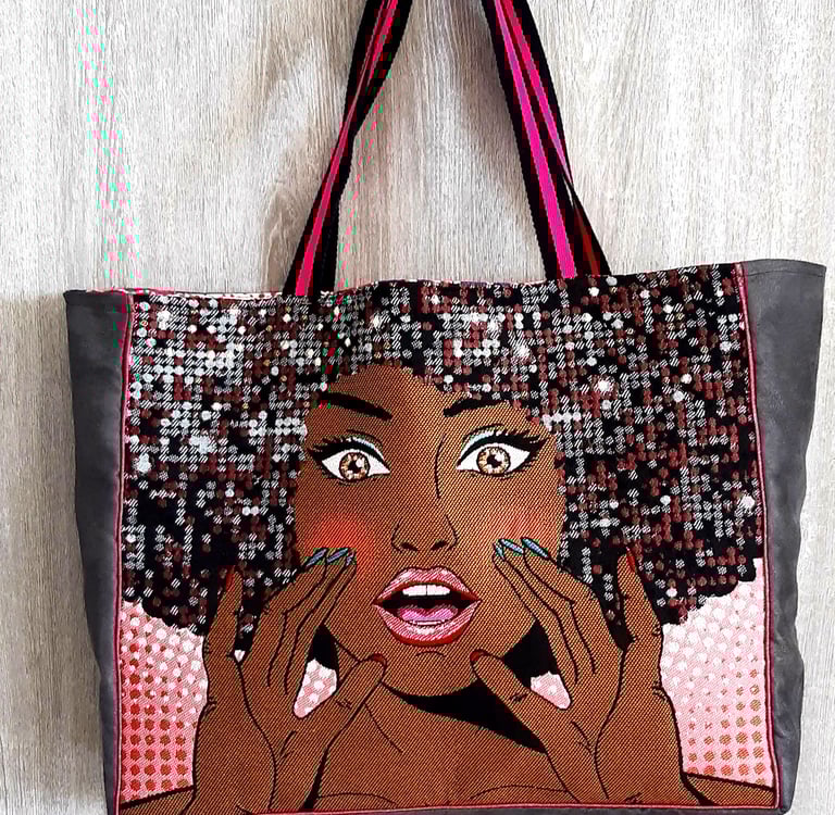 sac cabas porté épaule en tissu suédine Woman