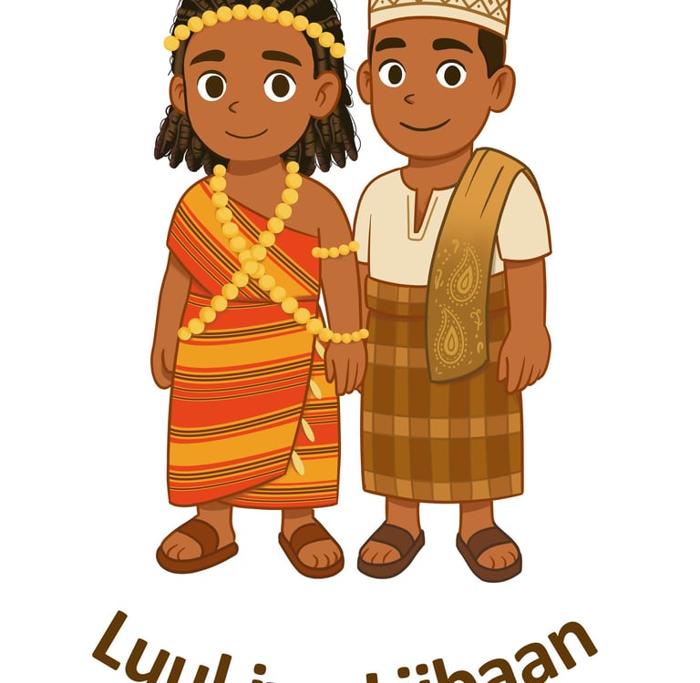 a man and woman in traditional clothing, with the words lulili i love