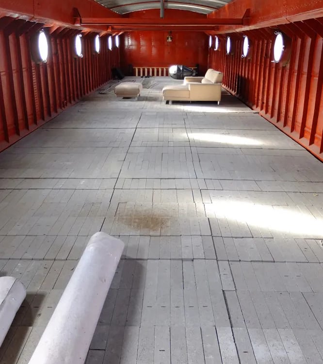 Portholes and scuttles on a Dutch barge