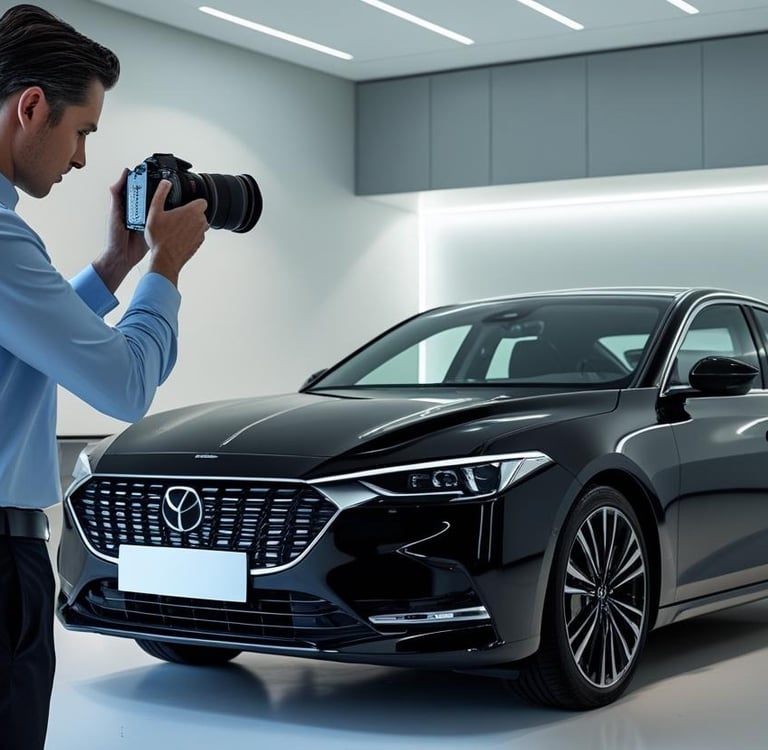 a man taking a picture of a car