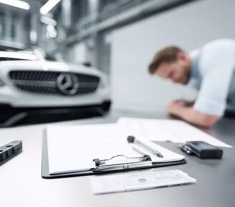 Arbeitsmittel eines unabhängigen Kfz-Sachverständigen: Kamera, Messwerkzeuge