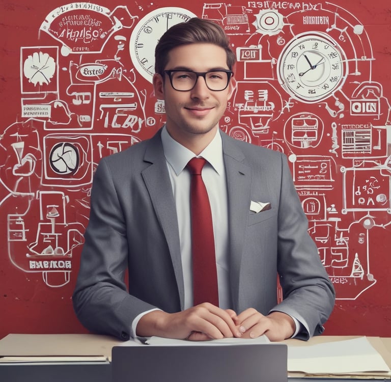 Man in suit holding clipboard talking to woman