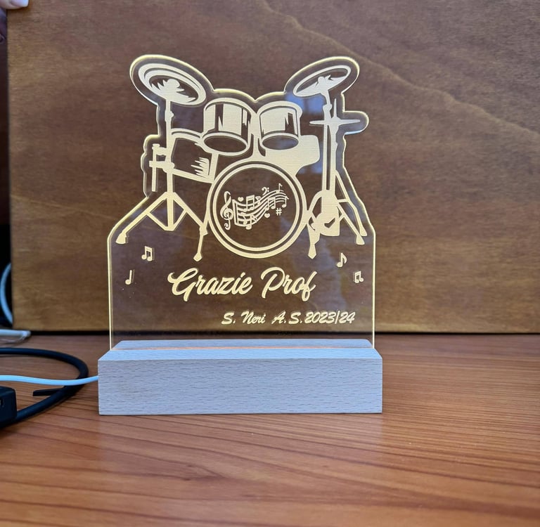 lampada Led Plexiglass personalizzata