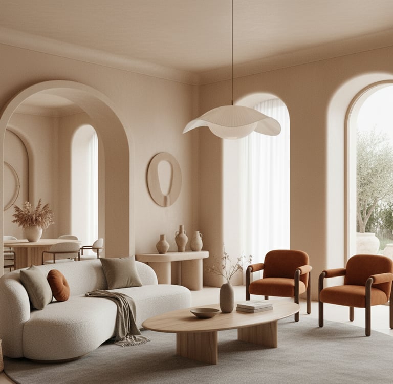 a living room with a couch and chairs  Nour Nagy Designs London interior Design