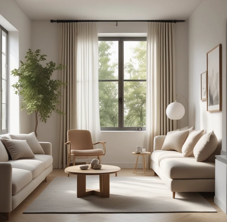 a living room with a couch and a coffee table  Nour Nagy Designs London interior Design