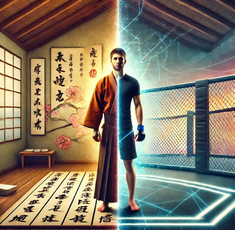 a man in a robe standing in a room with a large screen