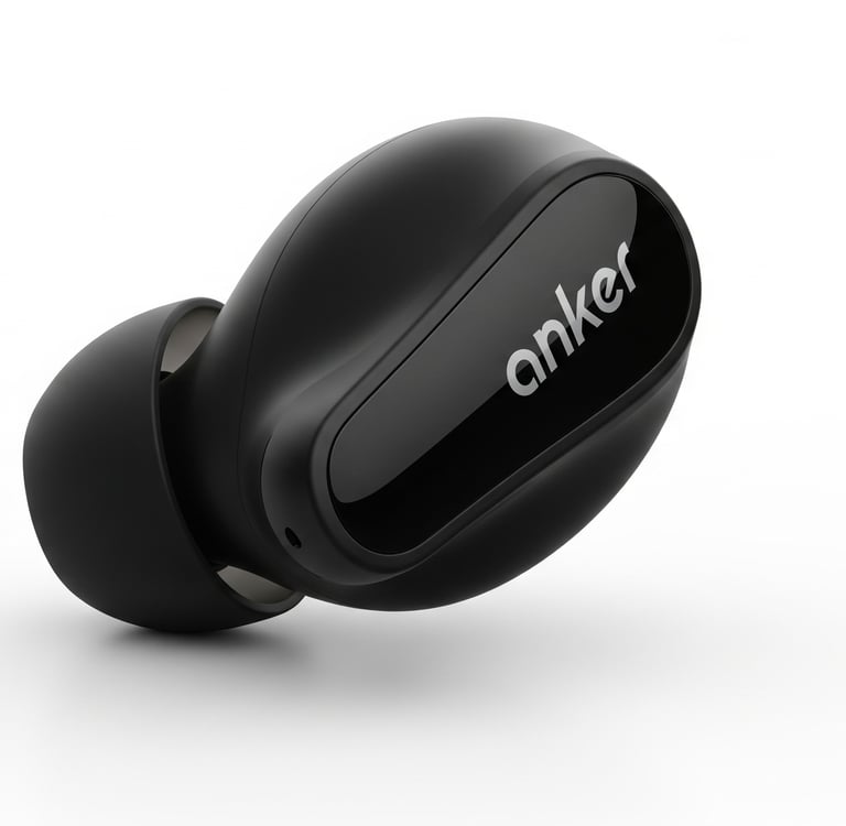um fone de ouvido preto com a palavra anker