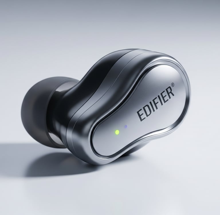 um par de fones de ouvido com a palavra "edificet" escrita nele