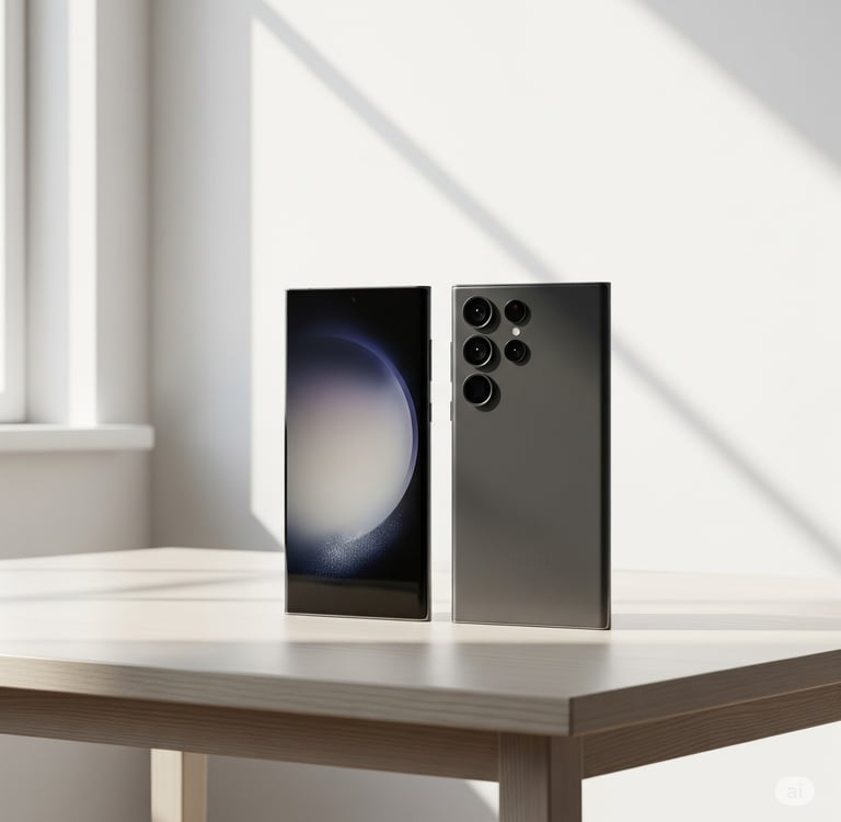 galáxia 25 ultra um par de alto-falantes pretos e prateados sobre uma mesa