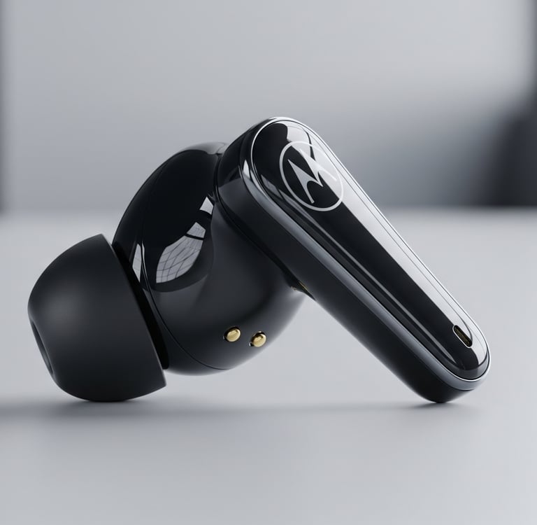 um par de fones de ouvido com um fone de ouvido preto