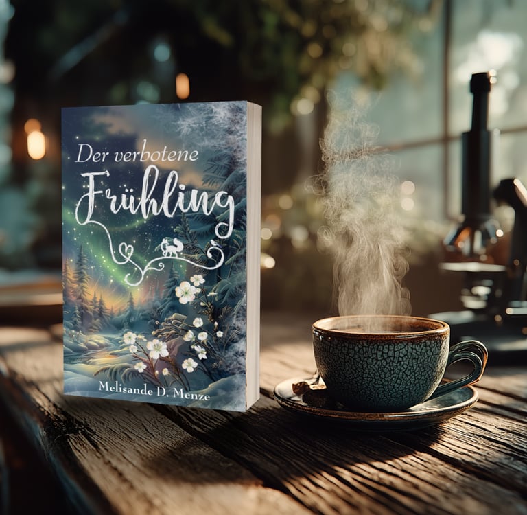 a book cover of a book with a cup of coffee