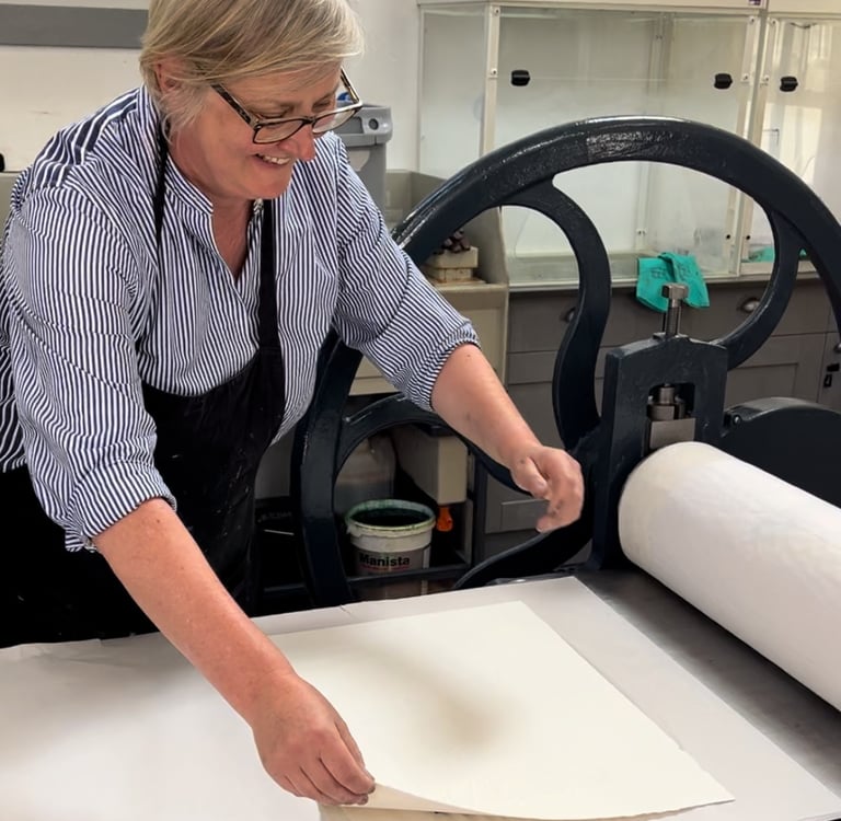 Karen working in the print room at Dumfries House