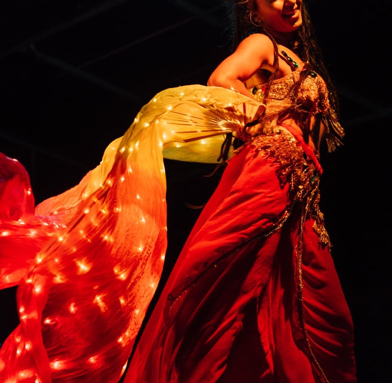 a woman in a red dress with a red dress