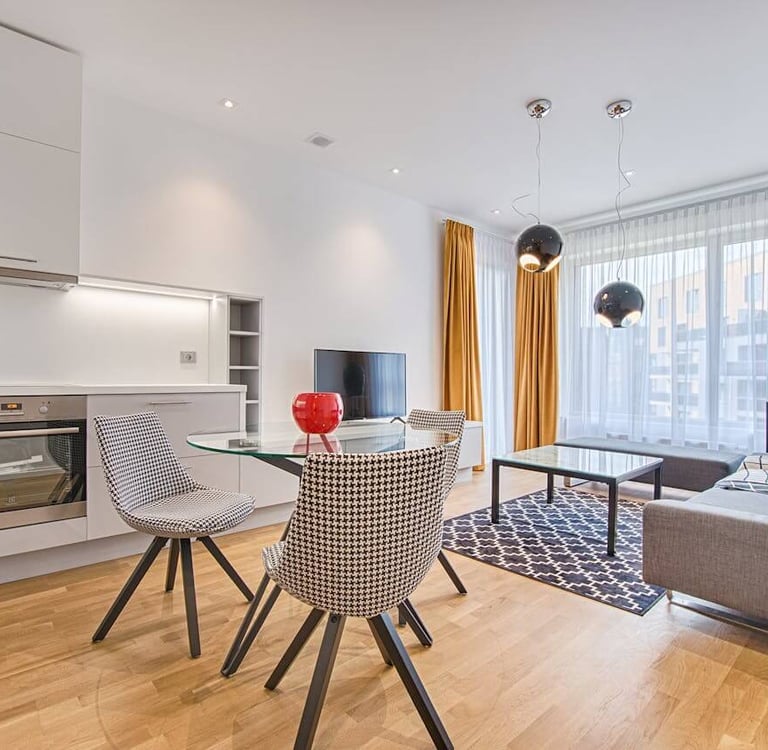 living room after a deep cleaning service