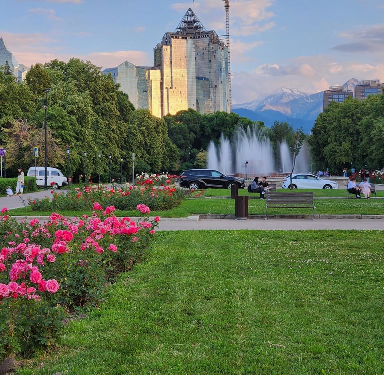 beautiful green area in Almaty, Kazazkstan