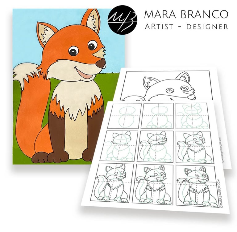 art class lesson how to draw a fox