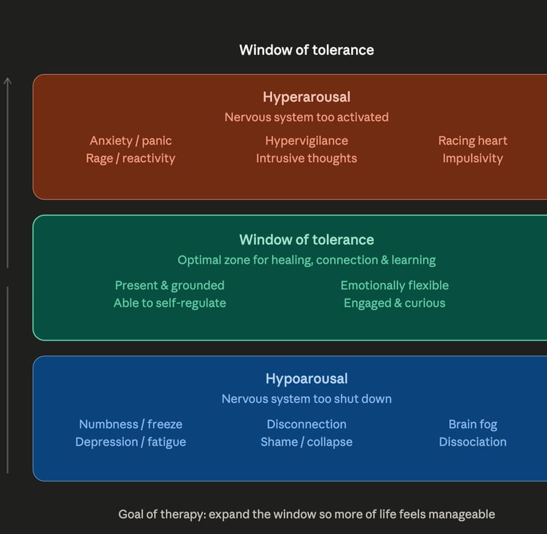 window of tolerance trauma therapy California Ziv Vosberg