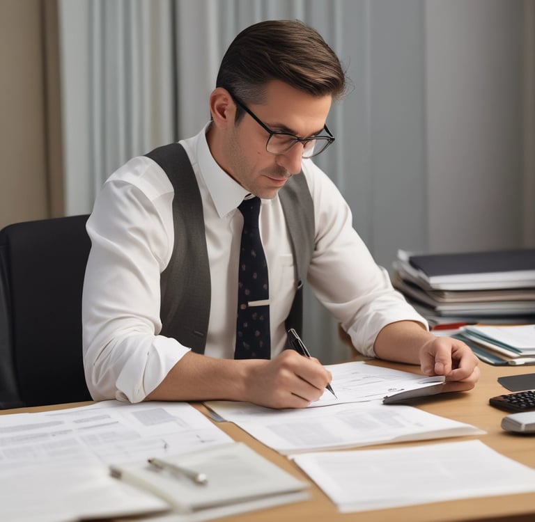man at desk doing paperwork