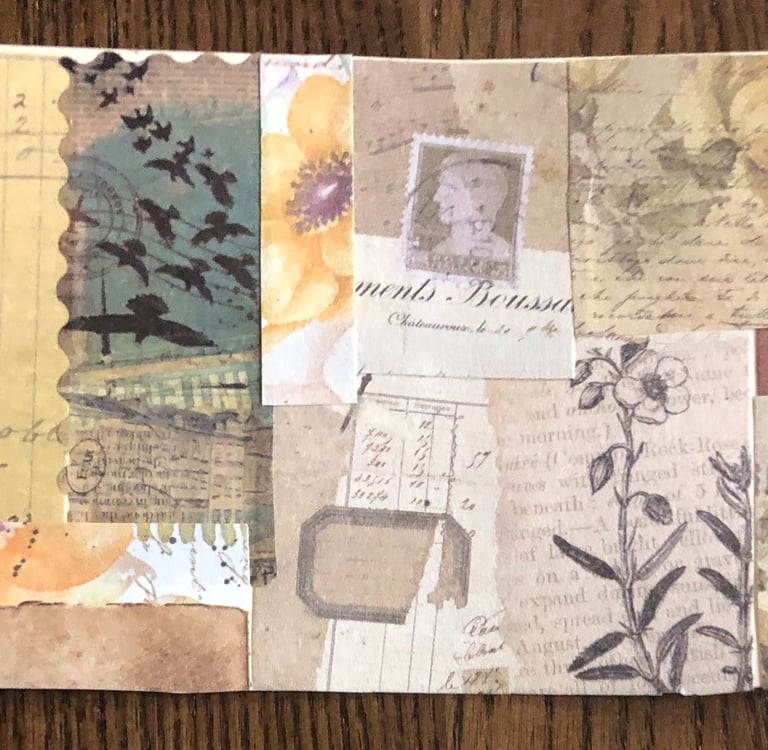 Collage tag with ephemera material